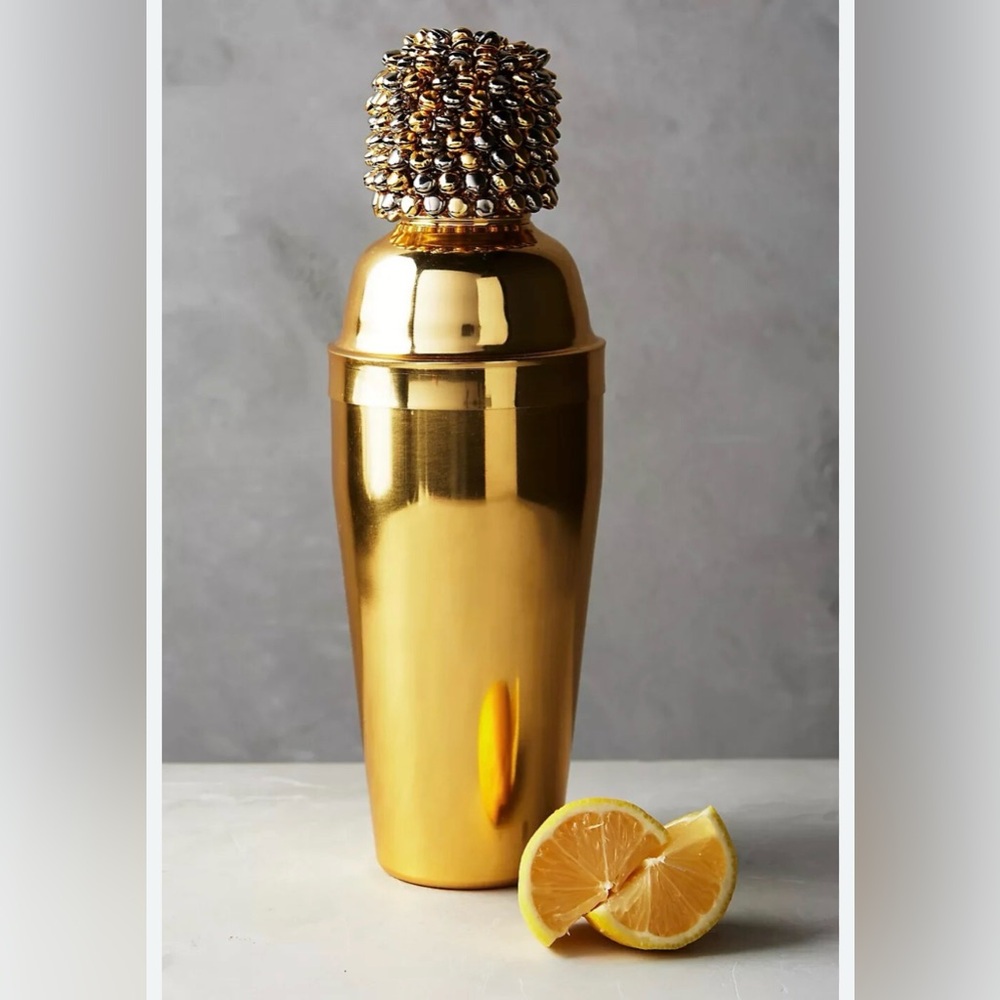 Retired Anthropologie Gold Bell Topped Cocktail Shaker - Home Accents